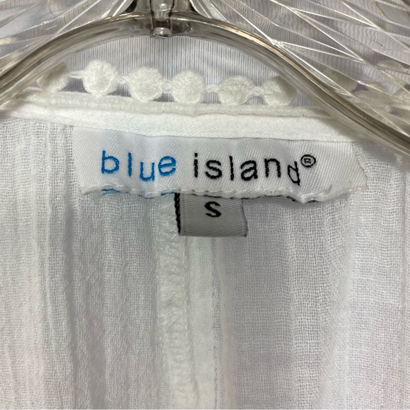 Blue Island-White V Neck Neon Embroidered CoverUp S - Picture 6 of 6